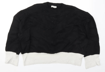 H&M Womens Black Round Neck  Acrylic Pullover Jumper Size M   - Black and White