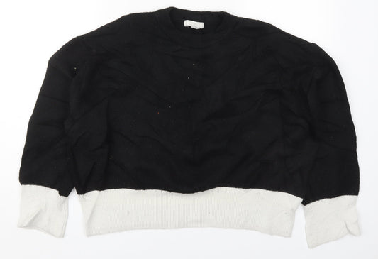 H&M Womens Black Round Neck  Acrylic Pullover Jumper Size M   - Black and White