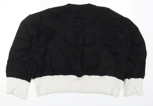 H&M Womens Black Round Neck  Acrylic Pullover Jumper Size M   - Black and White