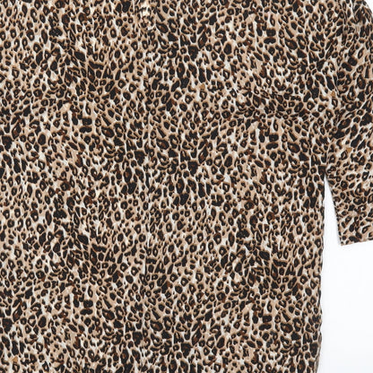 Primark Womens Brown Animal Print Polyester Basic Blouse Size 6 Off the Shoulder