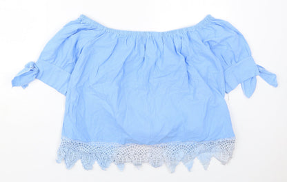 Womens UK Size 2XL Fashion Blue Basic Blouse
