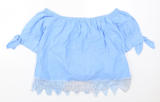 Womens UK Size 2XL Fashion Blue Basic Blouse