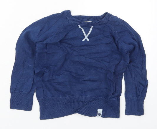 Vertbaudet Boys Blue Round Neck  Cotton Pullover Jumper Size 4 Years  Pullover - Union Jack
