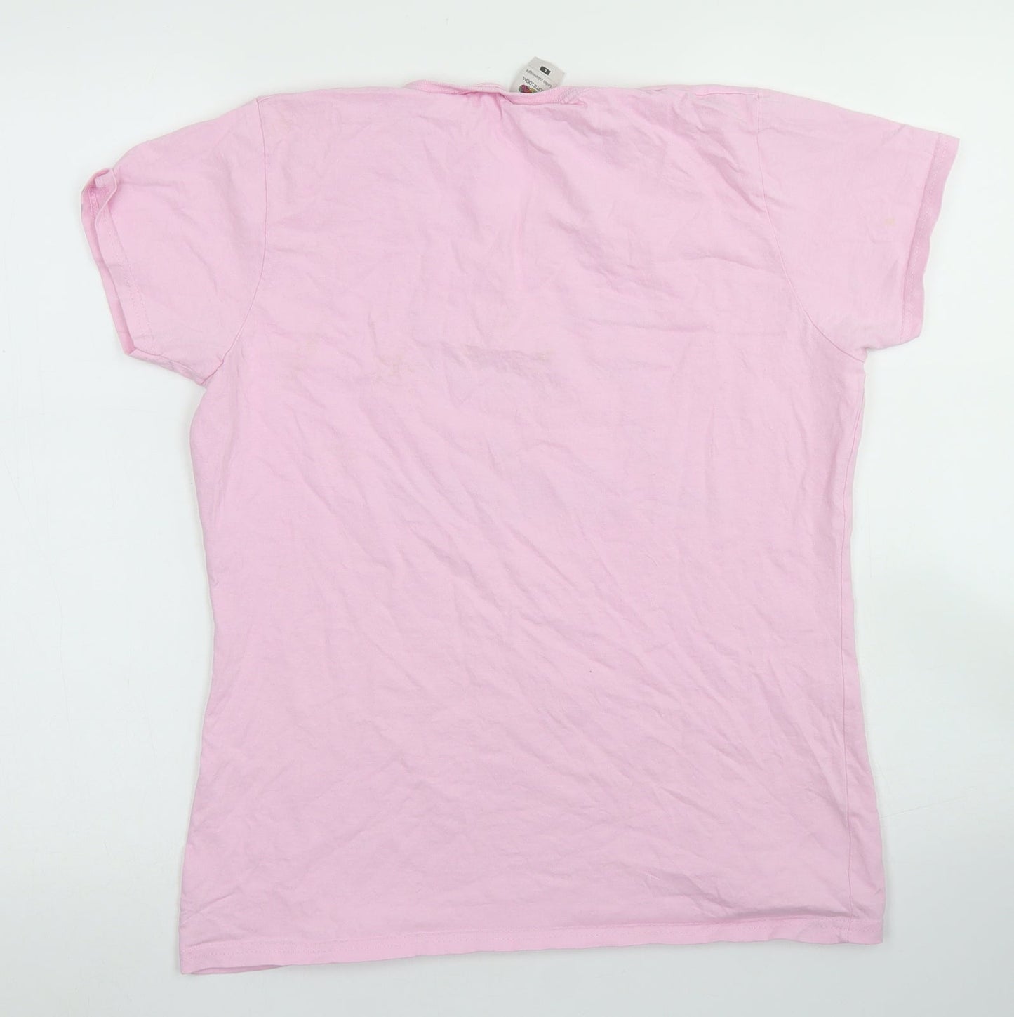 Womens UK Size L Fruit of the Loom Pink Basic T-Shirt