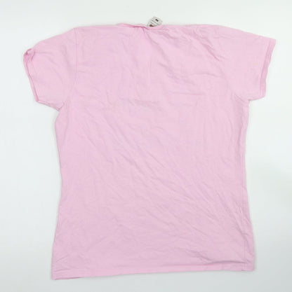 Womens UK Size L Fruit of the Loom Pink Basic T-Shirt