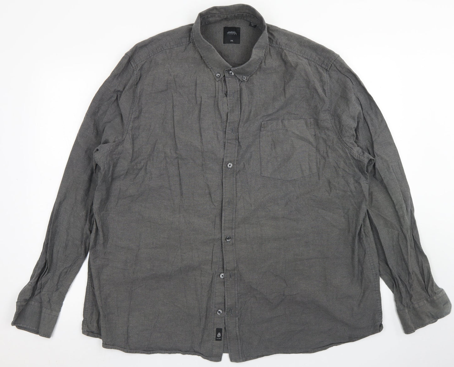 Mens UK Size 2XL Burton Grey  Button-Up Long Sleeve Casual Shirt