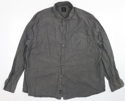 Mens UK Size 2XL Burton Grey  Button-Up Long Sleeve Casual Shirt