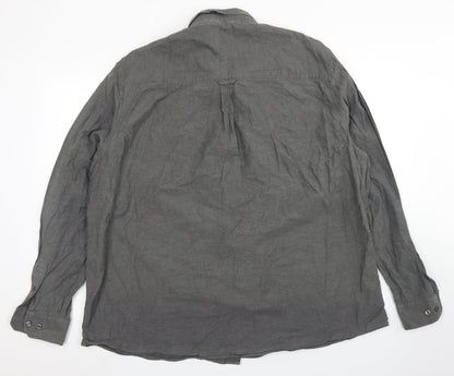 Mens UK Size 2XL Burton Grey  Button-Up Long Sleeve Casual Shirt