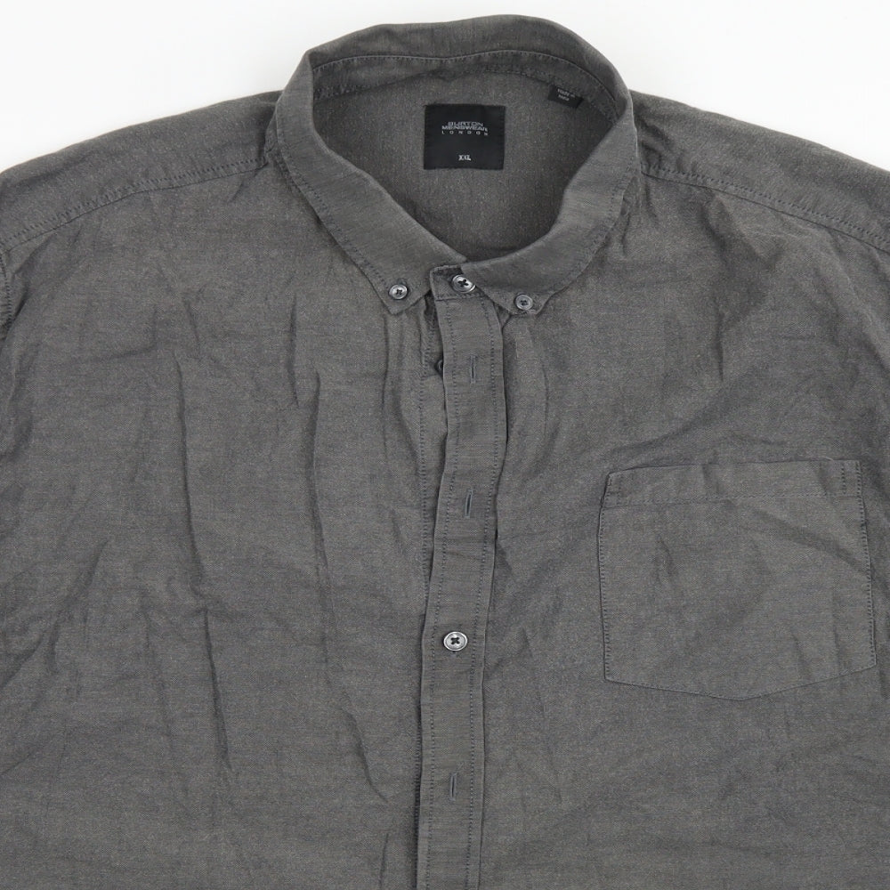 Mens UK Size 2XL Burton Grey  Button-Up Long Sleeve Casual Shirt