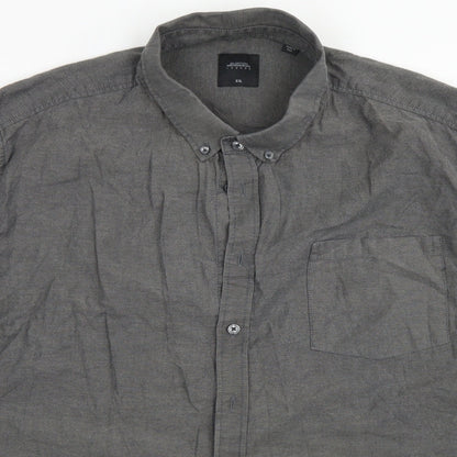 Mens UK Size 2XL Burton Grey  Button-Up Long Sleeve Casual Shirt