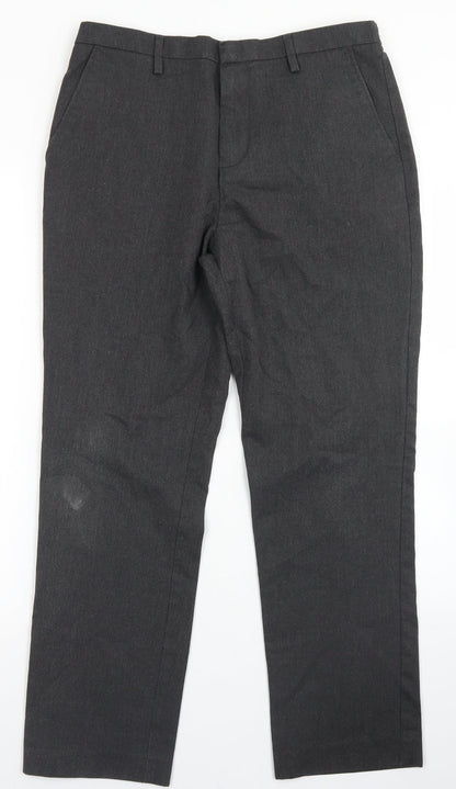 Winterbottom's Mens Grey  Polyester Dress Pants Trousers Size 34 in L28 in Regular Hook & Eye