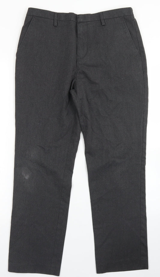 Winterbottom's Mens Grey  Polyester Dress Pants Trousers Size 34 in L28 in Regular Hook & Eye