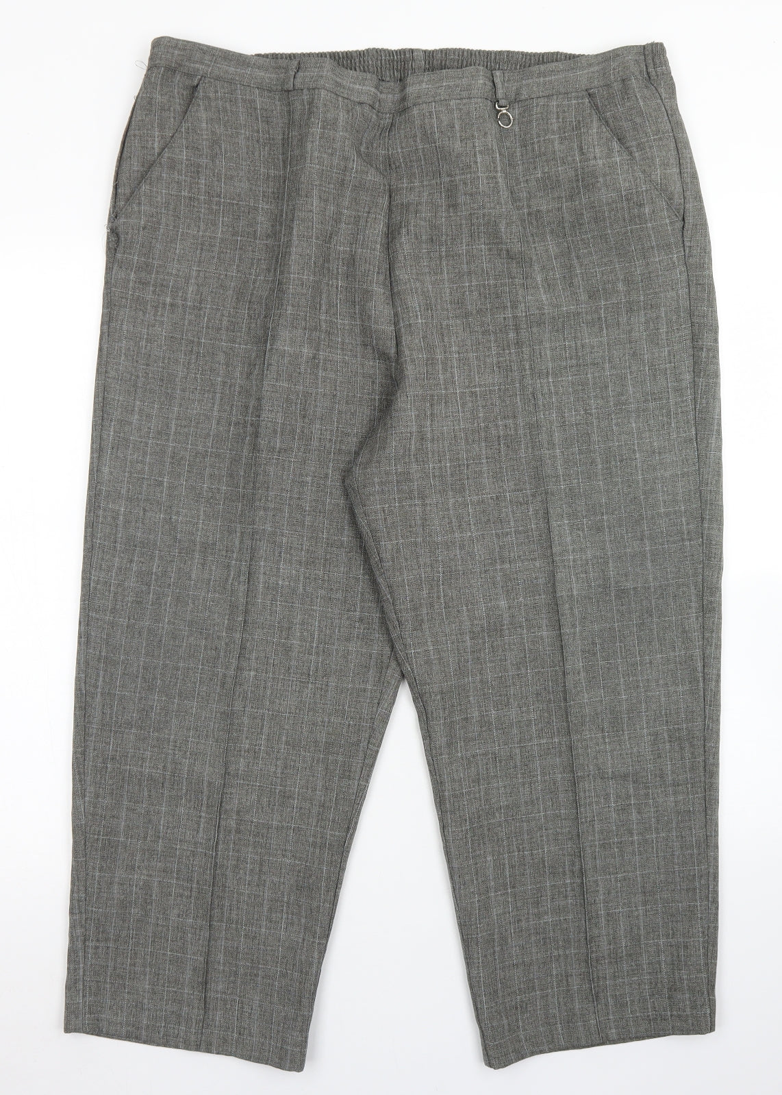BM Womens Grey Plaid Polyester Dress Pants Trousers Size 18 L23 in Regular