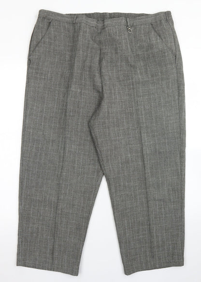 BM Womens Grey Plaid Polyester Dress Pants Trousers Size 18 L23 in Regular