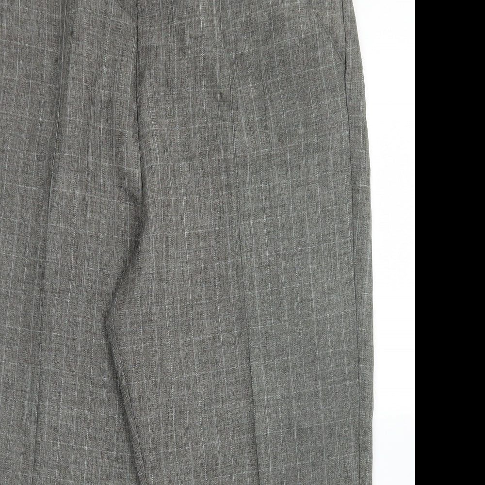 BM Womens Grey Plaid Polyester Dress Pants Trousers Size 18 L23 in Regular