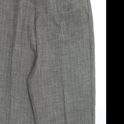 BM Womens Grey Plaid Polyester Dress Pants Trousers Size 18 L23 in Regular
