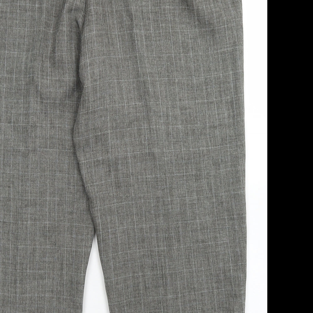 BM Womens Grey Plaid Polyester Dress Pants Trousers Size 18 L23 in Regular