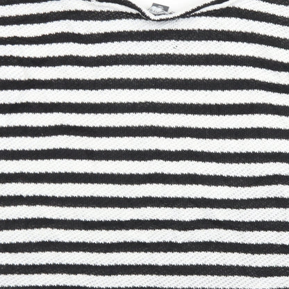 Primark Womens White Crew Neck Striped Polyester Pullover Jumper Size M   - Cropped