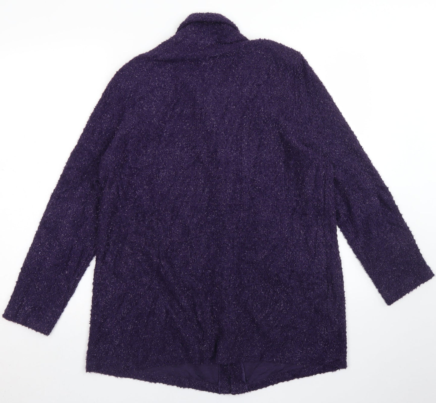 Kim Company Womens Purple Collared  Nylon Cardigan Jumper Size L