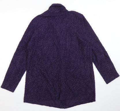 Kim Company Womens Purple Collared  Nylon Cardigan Jumper Size L