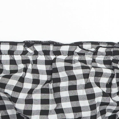 SheIn Womens Black Check Polyester Cropped Blouse Size L Off the Shoulder - Bandeau