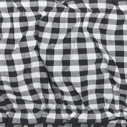 SheIn Womens Black Check Polyester Cropped Blouse Size L Off the Shoulder - Bandeau