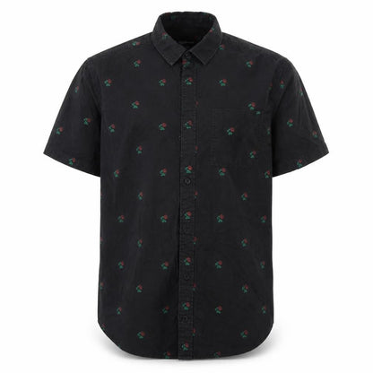 Mens UK Size L Moah Black  Button-Up Short Sleeve Casual Shirt