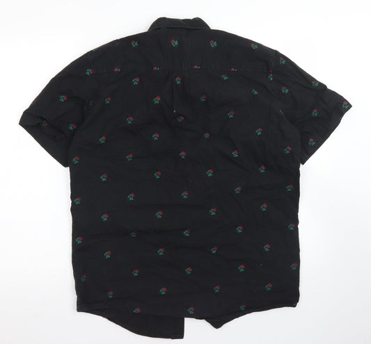Mens UK Size L Moah Black  Button-Up Short Sleeve Casual Shirt