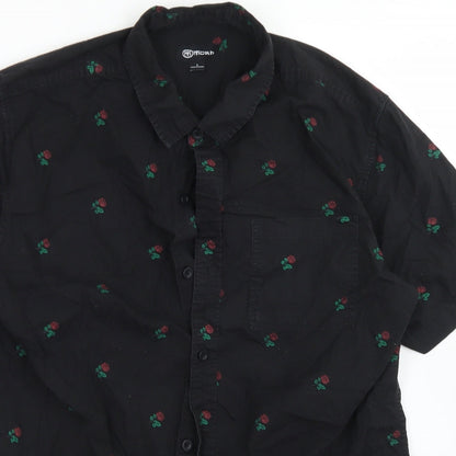 Mens UK Size L Moah Black  Button-Up Short Sleeve Casual Shirt