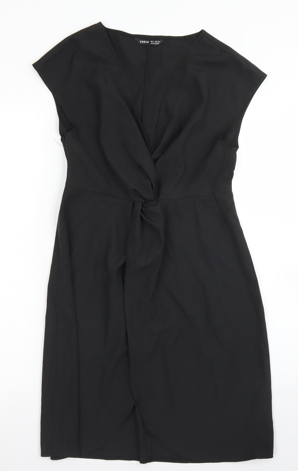 SheIn Womens Black  Polyester Pencil Dress  Size S  V-Neck Zip
