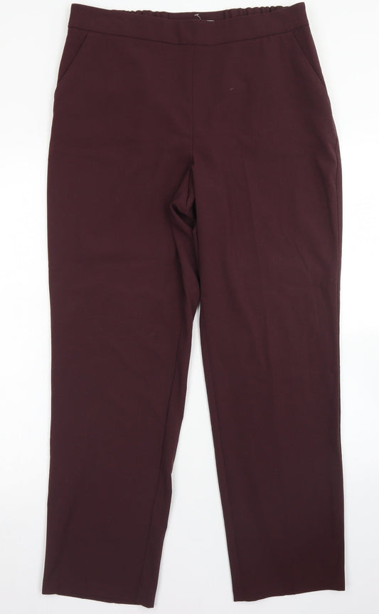 Classic Womens Purple  Polyester Dress Pants Trousers Size 14  Regular Zip