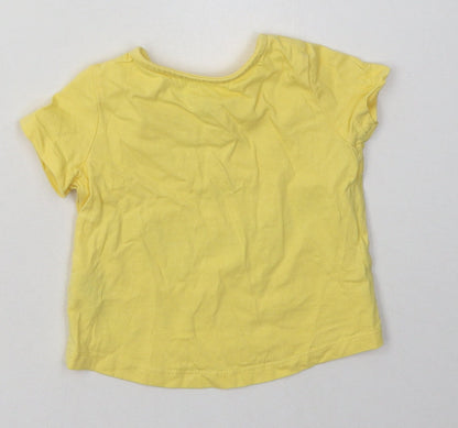 F&F Girls Yellow  Cotton Basic T-Shirt Size 3-6 Months Crew Neck Pullover - i love my mummy