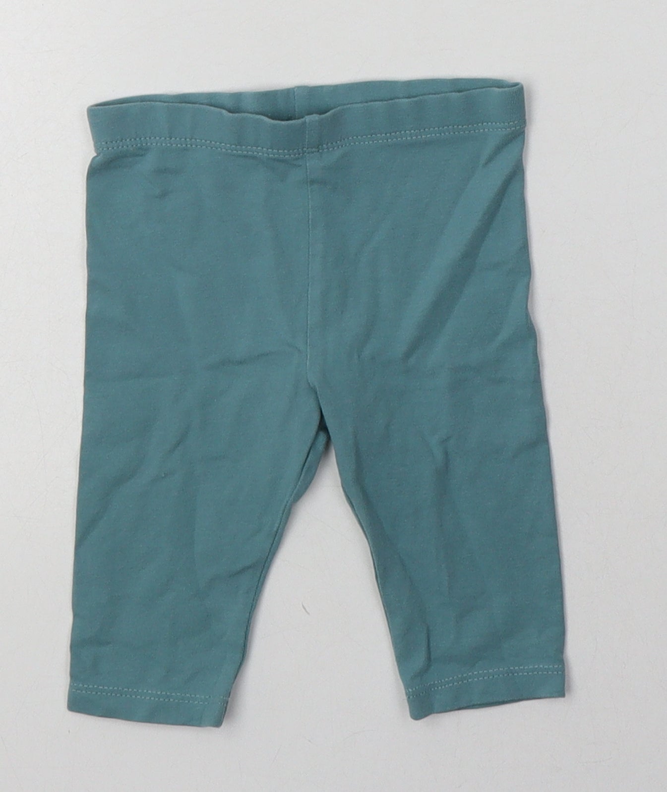 Marks and Spencer Girls Blue  Cotton Capri Trousers Size 9 Months