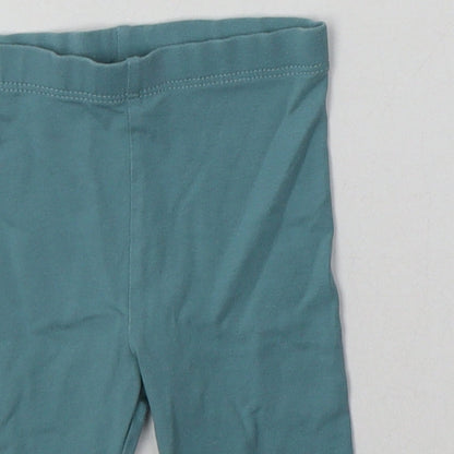 Marks and Spencer Girls Blue  Cotton Capri Trousers Size 9 Months