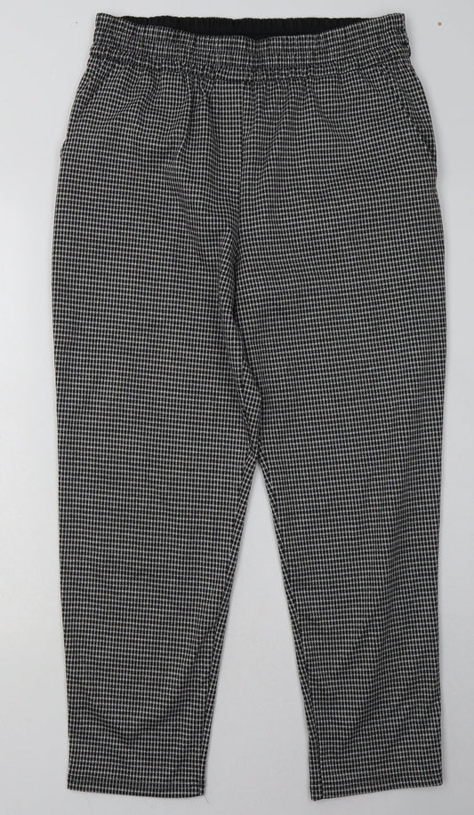 Primark Womens White Check Polyester Trousers  Size 14 L30 in Regular