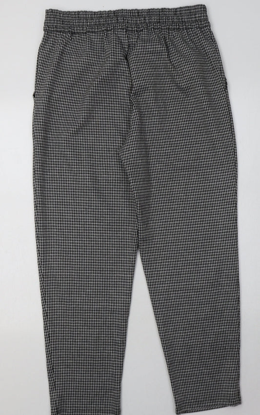 Primark Womens White Check Polyester Trousers  Size 14 L30 in Regular