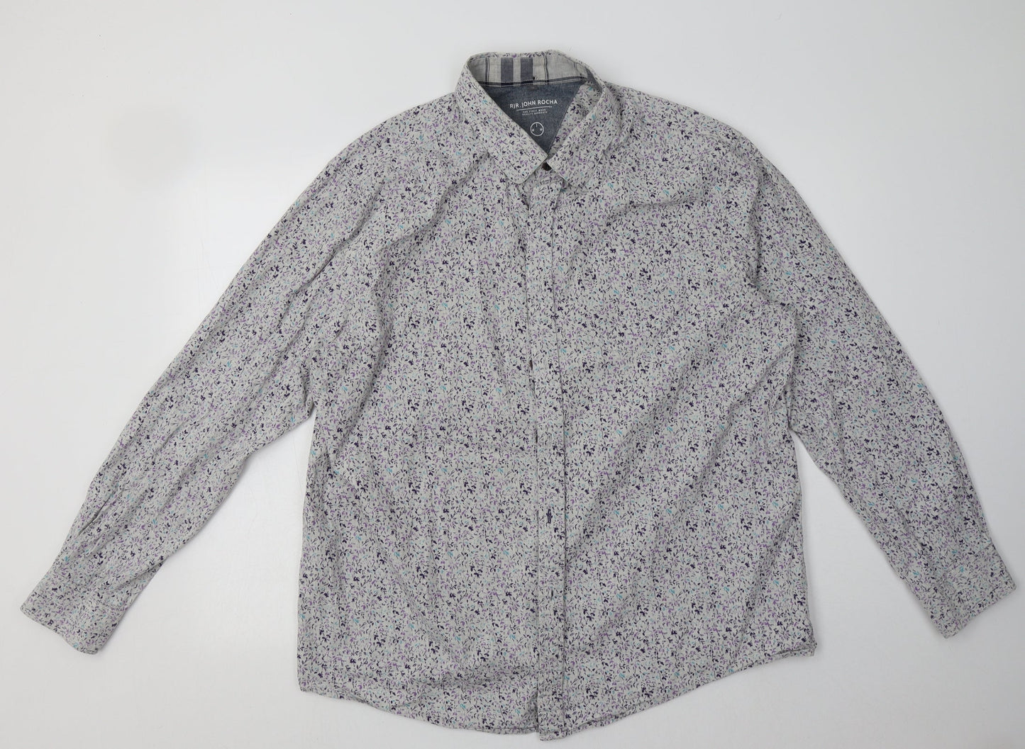 Mens UK Size XL Debenhams Grey  Button-Up Long Sleeve Casual Shirt