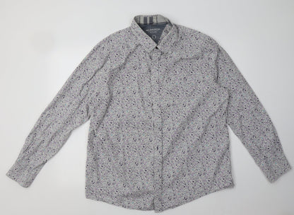 Mens UK Size XL Debenhams Grey  Button-Up Long Sleeve Casual Shirt