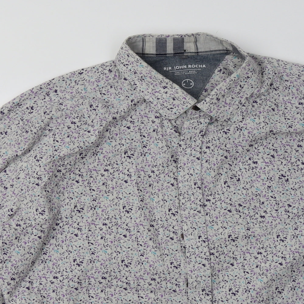 Mens UK Size XL Debenhams Grey  Button-Up Long Sleeve Casual Shirt