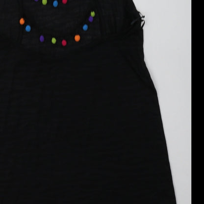 Matalan Womens Black Animal Print Polyester Basic Tank Size XS V-Neck - bobbles on back