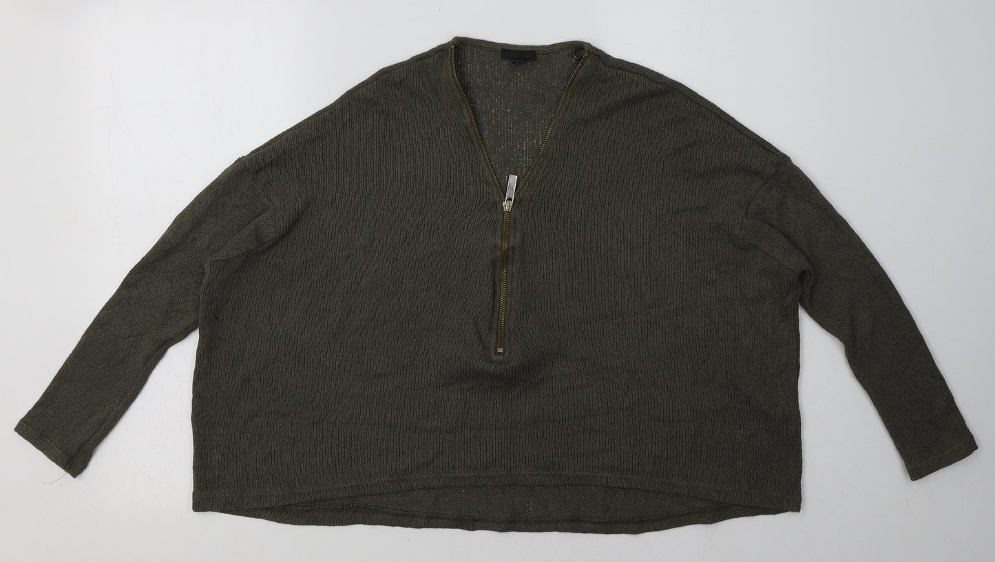 River Island Womens Green  Viscose Pullover Sweatshirt Size 8  Zip