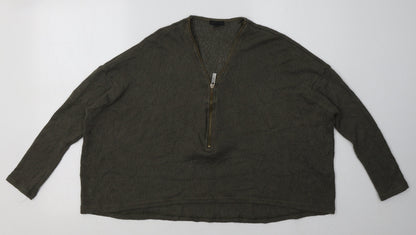 River Island Womens Green  Viscose Pullover Sweatshirt Size 8  Zip