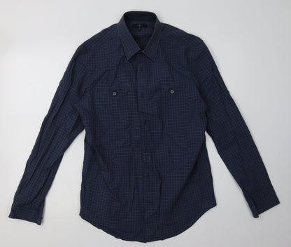 Mens UK Size M Debenhams Blue  Button-Up Long Sleeve Casual Shirt