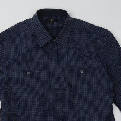 Mens UK Size M Debenhams Blue  Button-Up Long Sleeve Casual Shirt