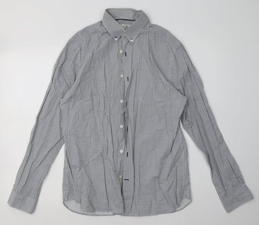 Mens UK Size M Debenhams Blue  Button-Up Long Sleeve Casual Shirt