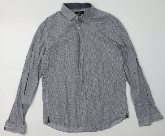 Mens UK Size M Debenhams Blue  Button-Up Long Sleeve Casual Shirt