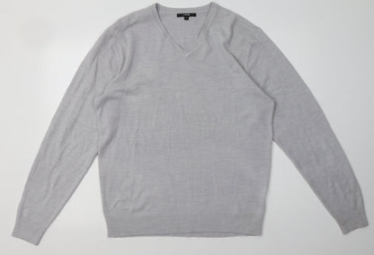 George Mens Grey  Acrylic Pullover Sweatshirt Size M