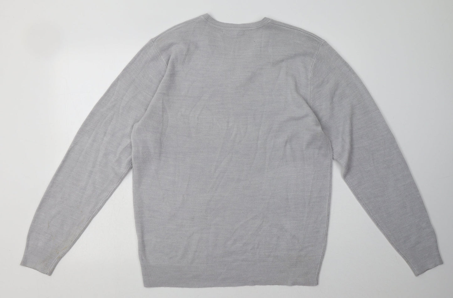 George Mens Grey  Acrylic Pullover Sweatshirt Size M