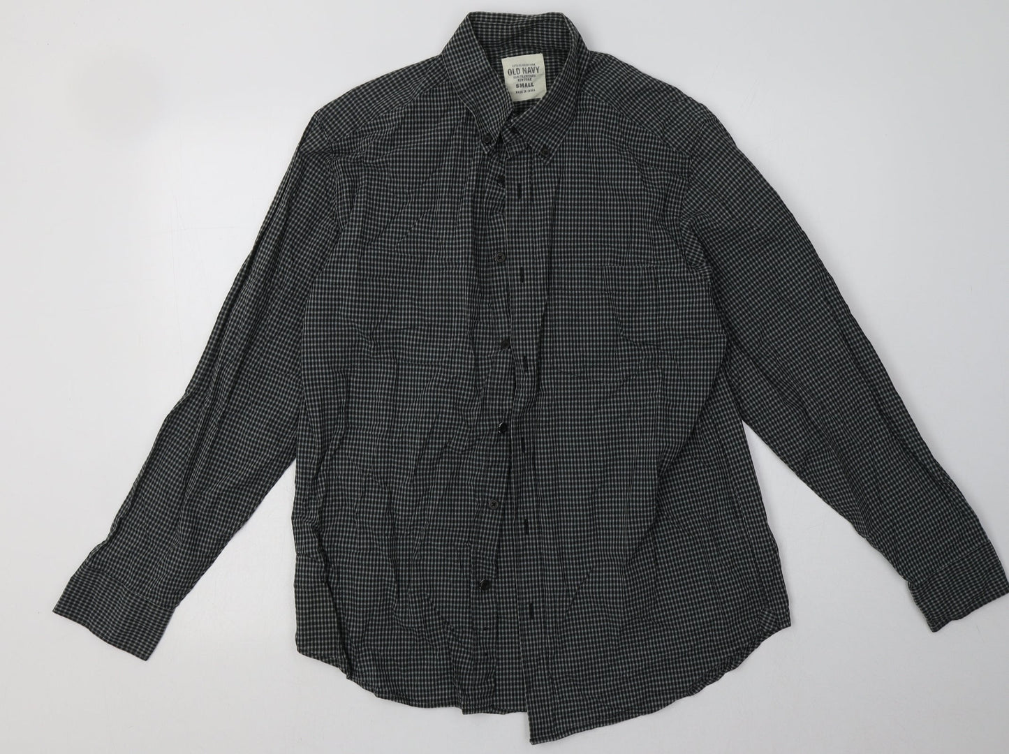 Mens UK Size S Old Navy Black  Button-Up Long Sleeve Casual Shirt