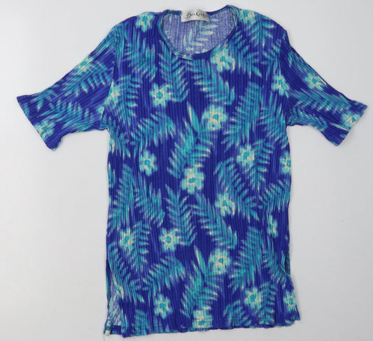 Berkertex Womens Blue  Viscose Basic T-Shirt Size 12 Crew Neck - ombre pattern